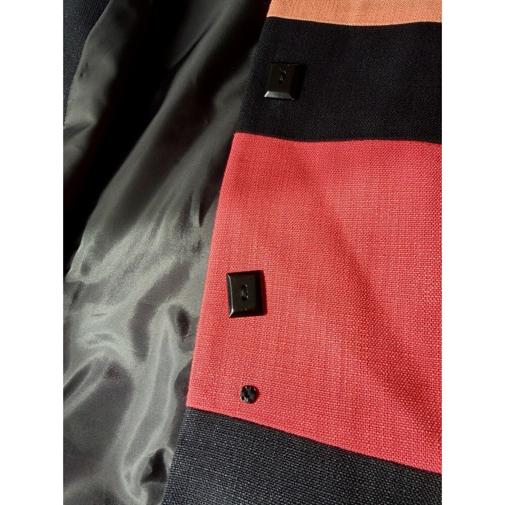 Summer Office Business Women Blazer Top Jacket Linen 10 Colorblock 90’s Y2K VTG - Picture 7 of 9